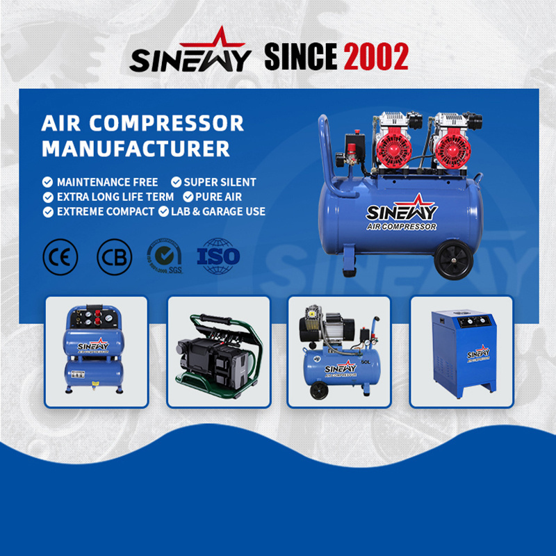 Sinewy Compresor 50L Compact Silent Bare Pump Oil-Less Compressor Machine Air Compressors For Car Wash Shop