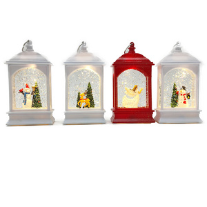 2024 Christmas Glowing Santa Claus Water-filled Flat Wind Lantern Tabletop Ornaments Snowman Christmas Decoration Night Light