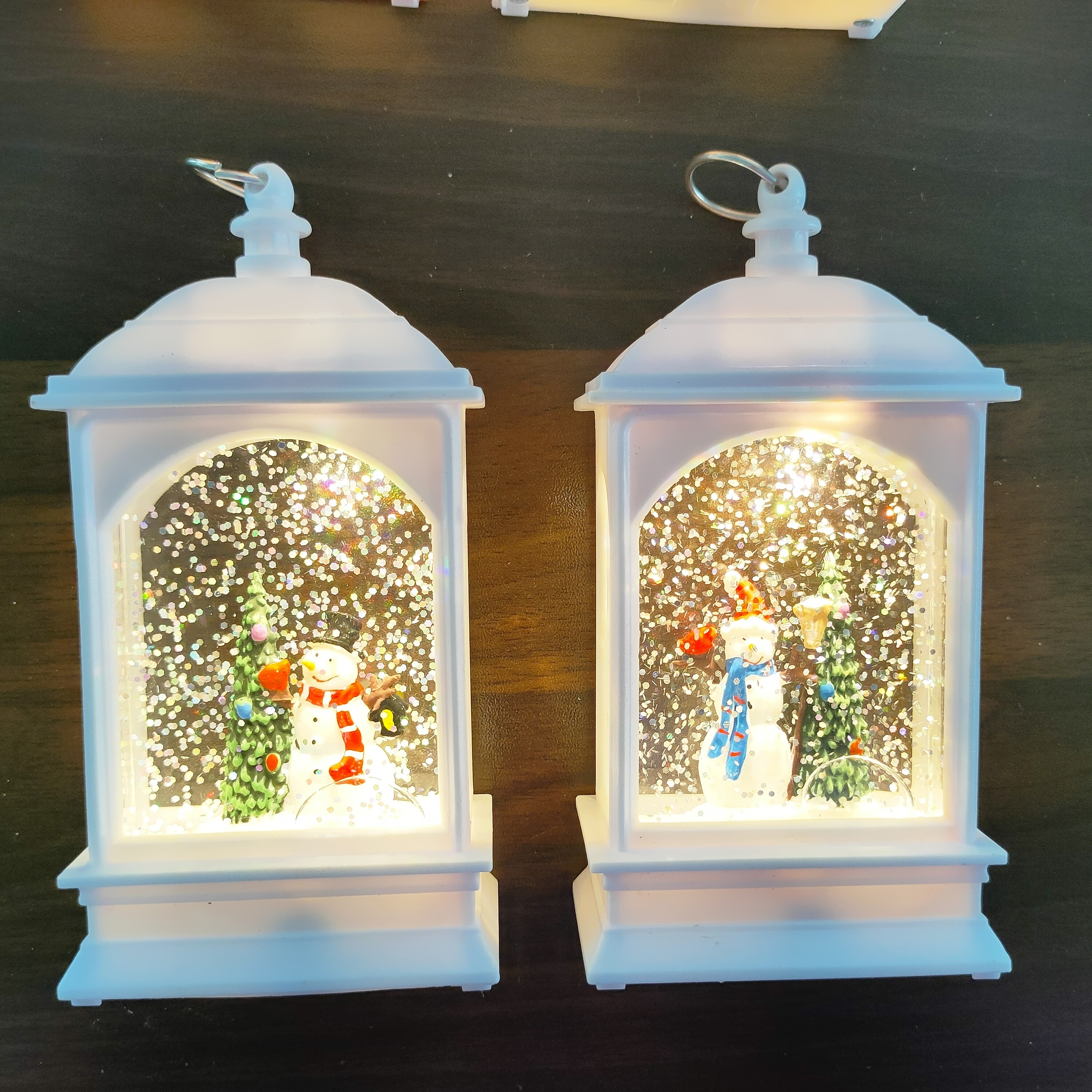 2024 Christmas Glowing Santa Claus Water-filled Flat Wind Lantern Tabletop Ornaments Snowman Christmas Decoration Night Light