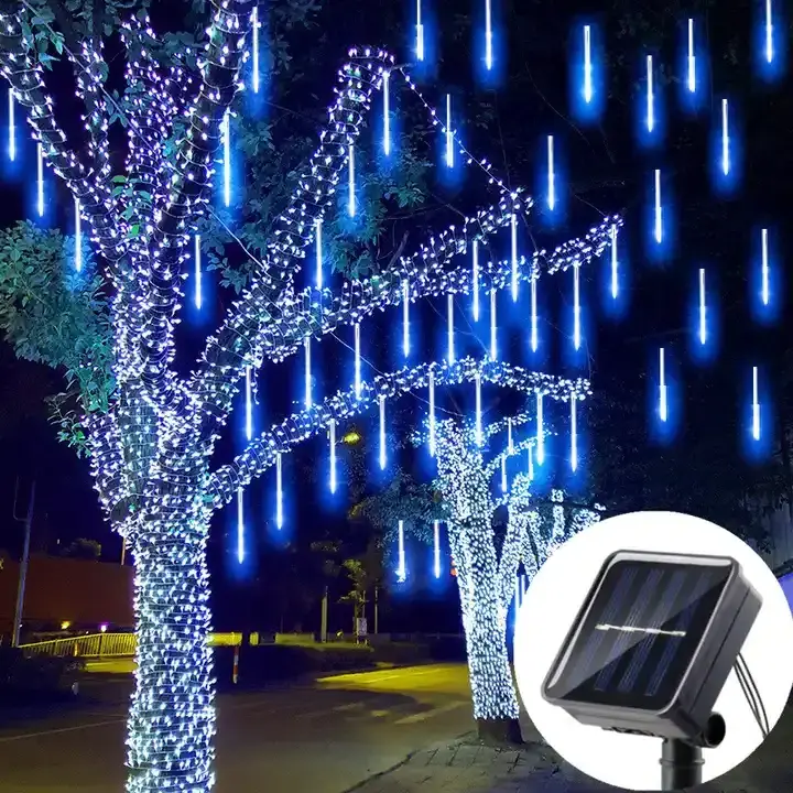 Solar Meteor Shower Lights Outdoor 8 Tubes LED Meteor Christmas Lights garland Falling Rain Lights for Party