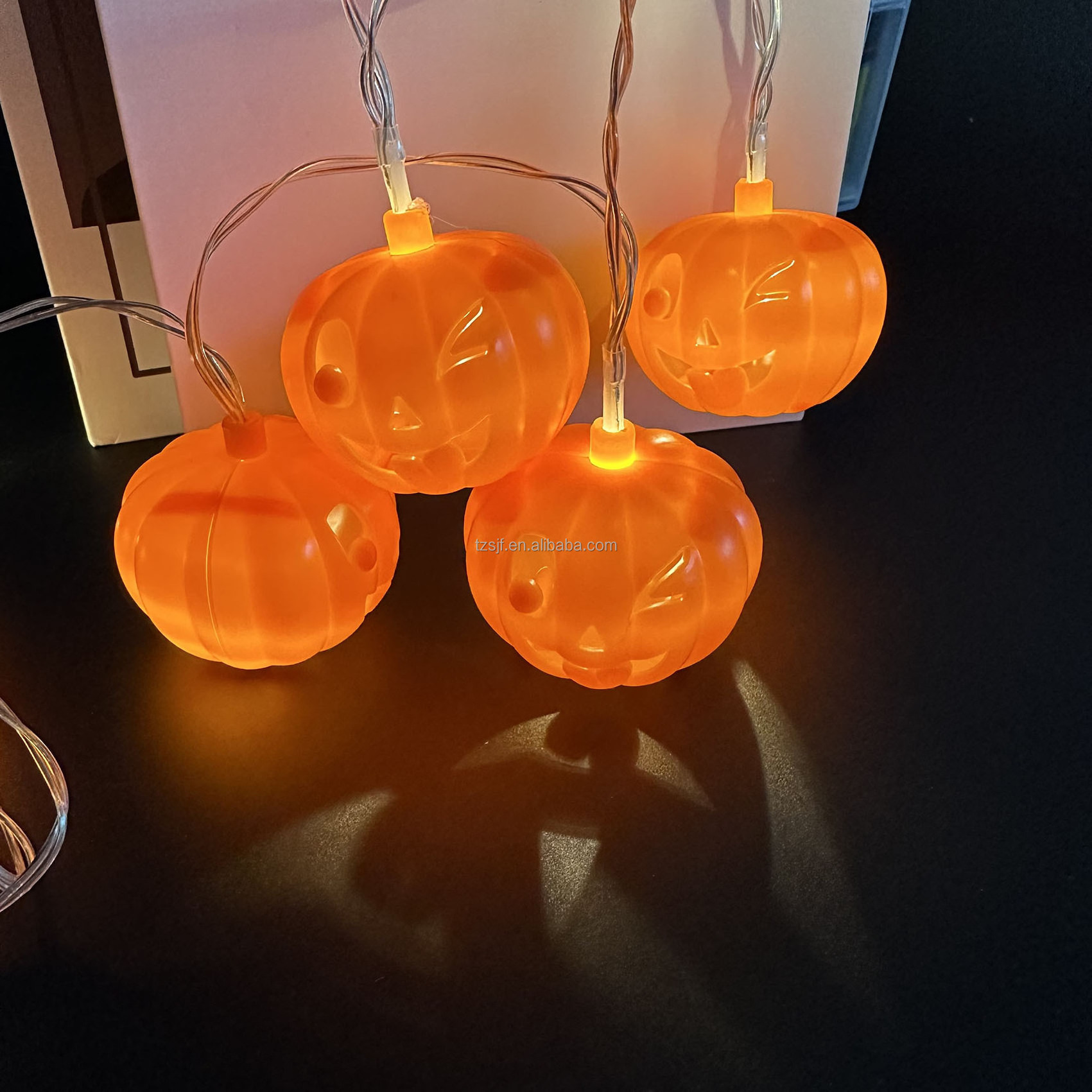 JUFU Newish Pumpkin Night Lamp Lantern 3D Battery Operated Indoor Halloween Home Decoration String Light