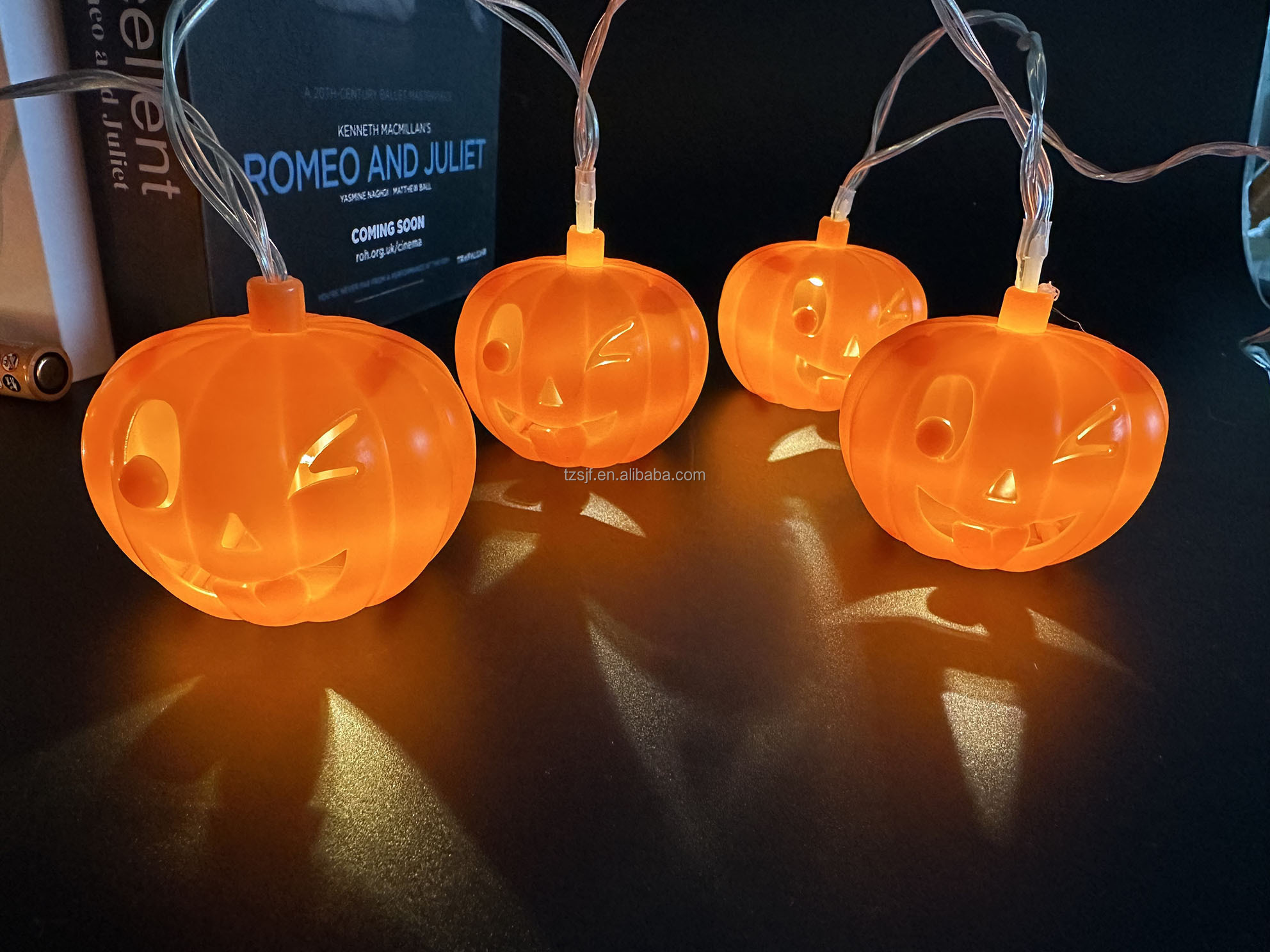 JUFU Newish Pumpkin Night Lamp Lantern 3D Battery Operated Indoor Halloween Home Decoration String Light