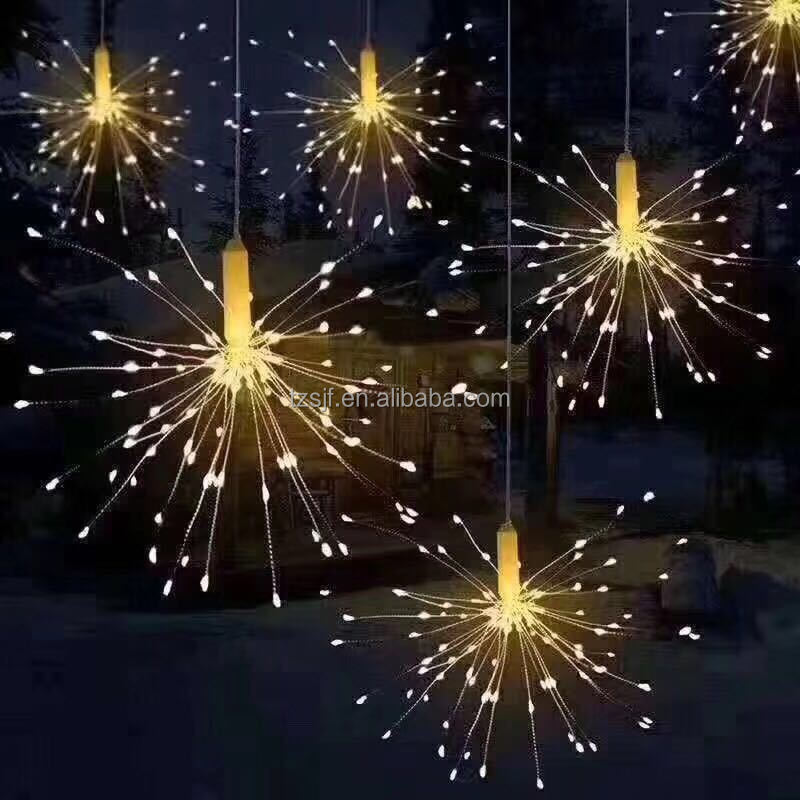 120led home garden wedding starburst hanging fireworks  light decorative tree blossom led light with remote 3D christmas lights