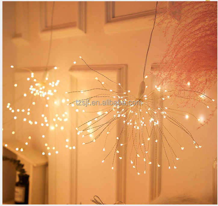 120led home garden wedding starburst hanging fireworks  light decorative tree blossom led light with remote 3D christmas lights