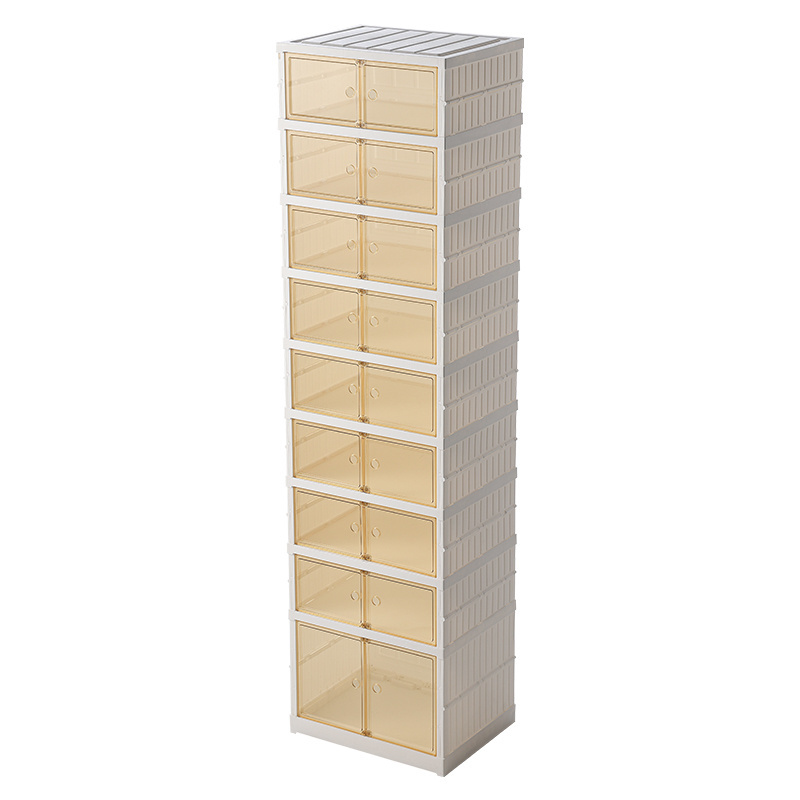 Wholesale Installation-free 9 Layers Plastic Foldable Shoe Rack Cabinet Stackable Sneaker Boot Box