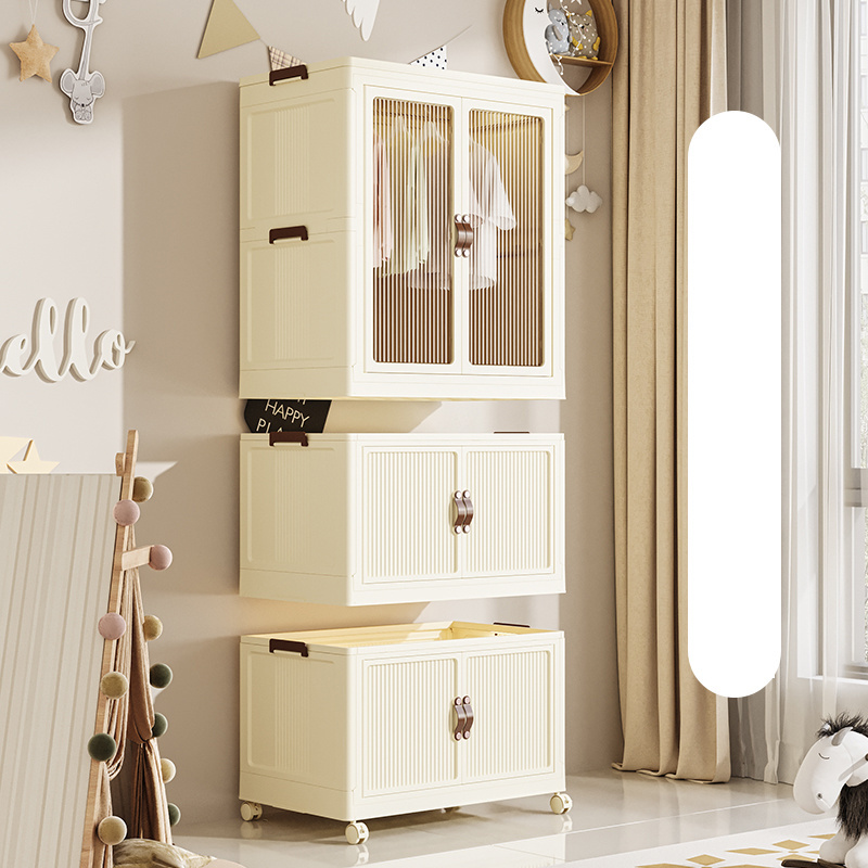 Multi-Functional Kids Toy Clothes Storage Cupboards Mobile Bedroom Storage Cabinet Plastic Wardrobe Organizer With Wheels