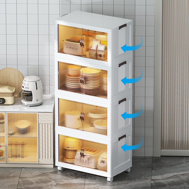 Kitchen Drawer Storage Cabinet Convenient And Durable Storage Box Bedroom Transparent Folding Shelf