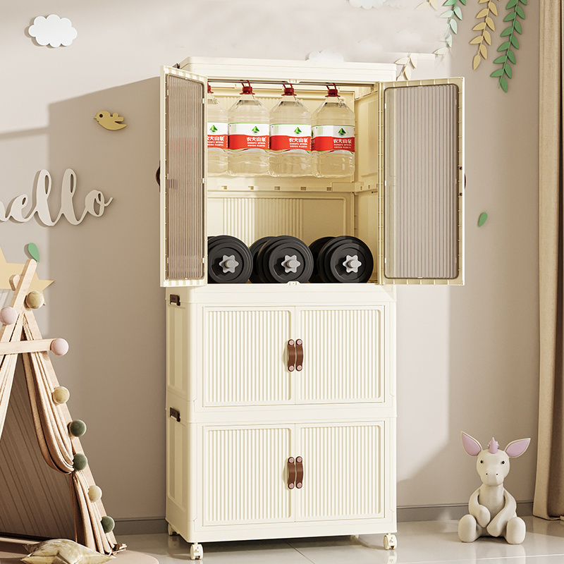 Multi-Functional Kids Toy Clothes Storage Cupboards Mobile Bedroom Storage Cabinet Plastic Wardrobe Organizer With Wheels