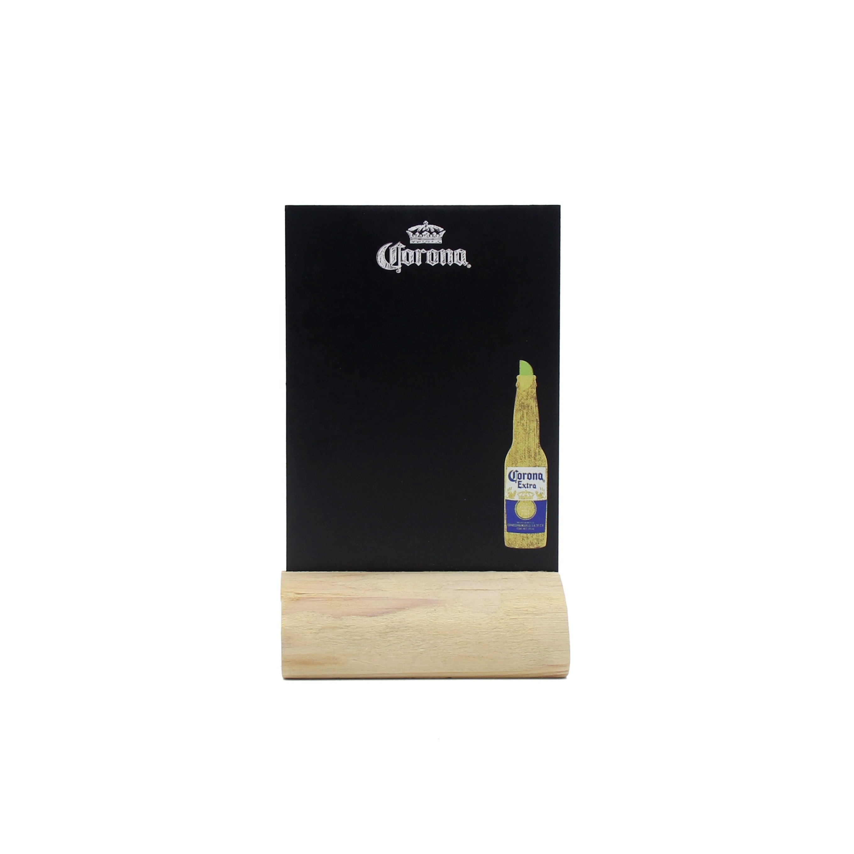 Restaurant menu holder customized logo wooden frame UV printing advertising display stand