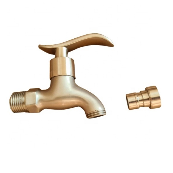 Brass Outdoor Faucet 1/2Inch X 1/2Inch Hose Bibb with 1/2Inch to 3/4Inch Faucet Adapter