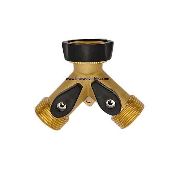 Brass Hose Bib Tap Connector Splitter Water Garden Adapter 2 Way