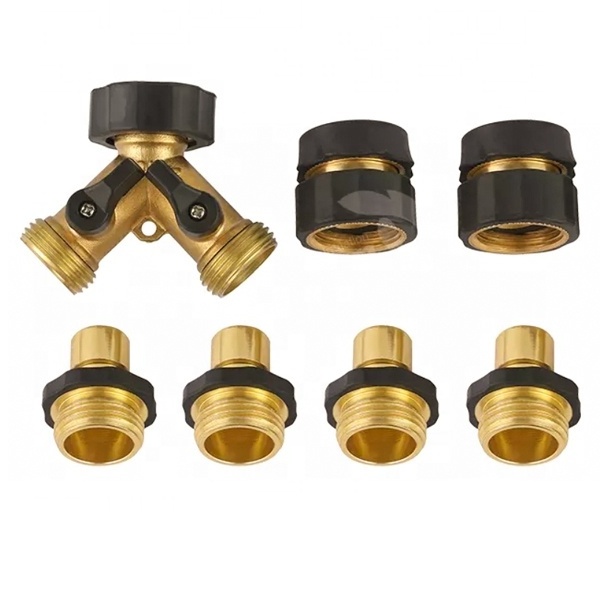 Brass Hose Bib Tap Connector Splitter Water Garden Adapter 2 Way