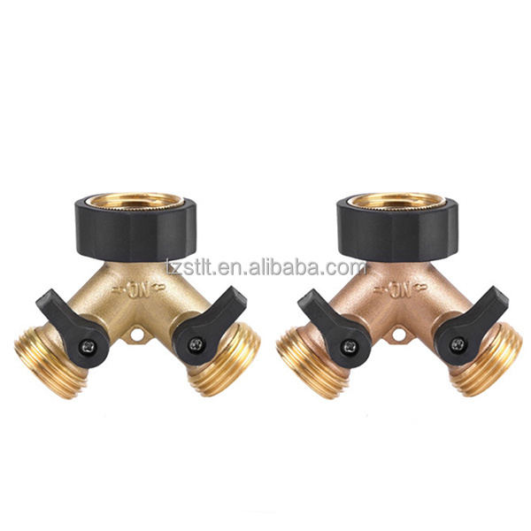 Brass Hose Bib Tap Connector Splitter Water Garden Adapter 2 Way