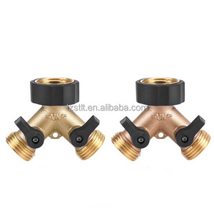 Brass Hose Bib Tap Connector Splitter Water Garden Adapter 2 Way