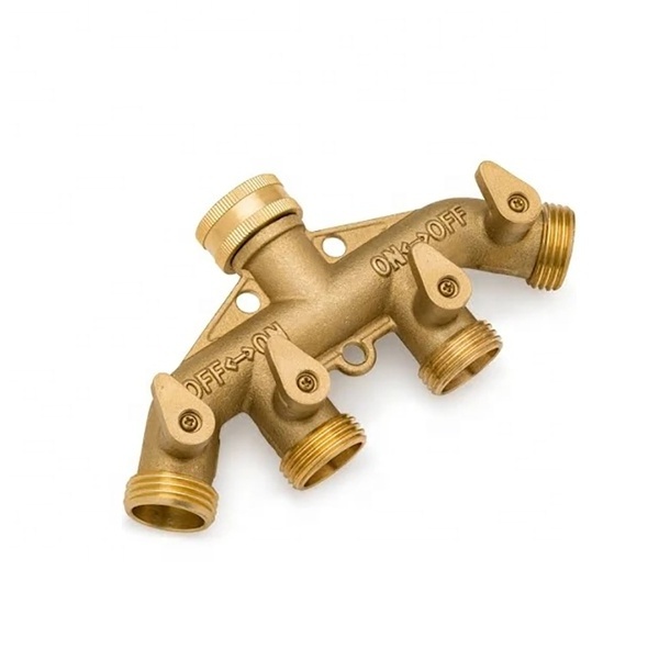 4 way on-off manifold garden tap hose splitter faucet 3/4inch