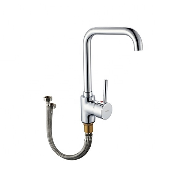 Wall Mounted Swivel Spout Brass Single Handle Pull Down Kitchen Faucet