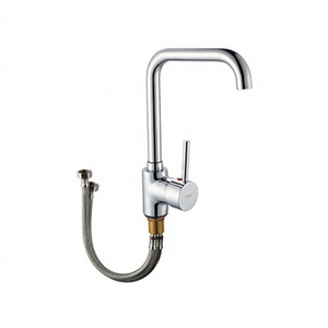 Wall Mounted Swivel Spout Brass Single Handle Pull Down Kitchen Faucet