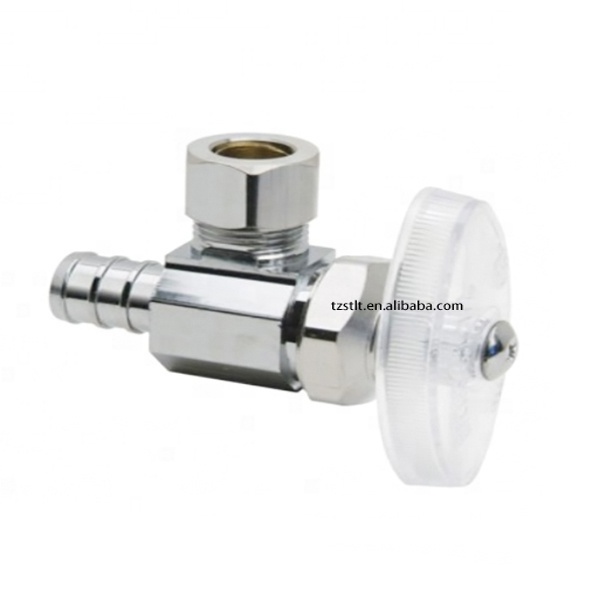 1/4 turn straight stop valve Pex seat compression brass angle valve