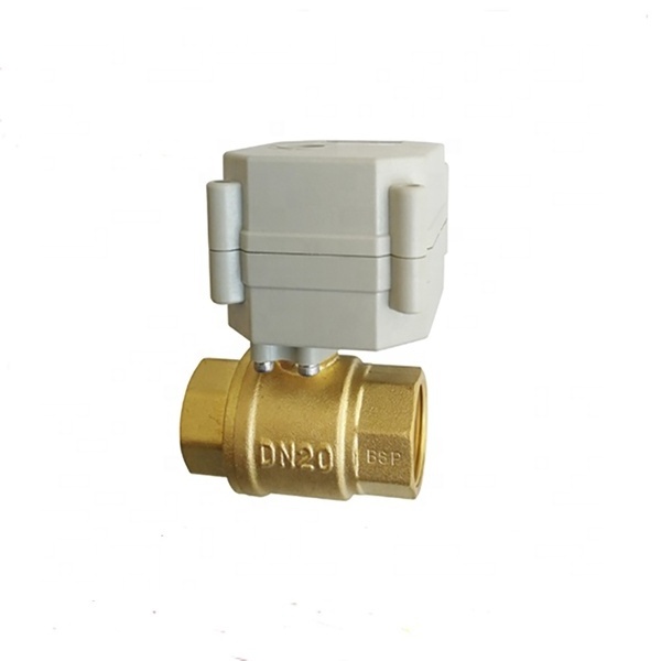 220V AC two-wire electric actuated 3 way three-way brass ball valve