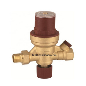 RV Adjustable 1/2inch Brass Water Pressure Regulator Valve with Gauge