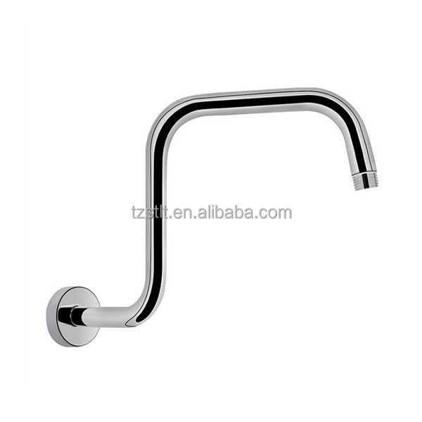 Shower Head Extension Arm with Flange High-Rise Curved S Shaped Design 1/2