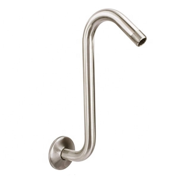 Angled Shower Arm with Flange S Shaped Rainfall Shower Head Riser Pipe