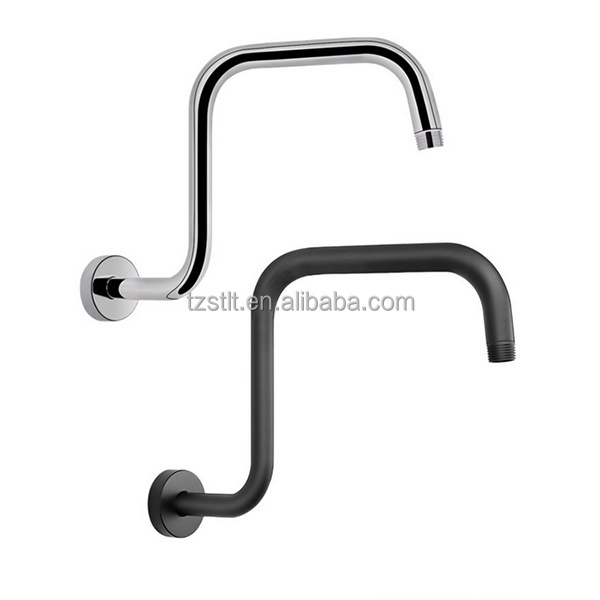 Shower Head Extension Arm with Flange High-Rise Curved S Shaped Design 1/2