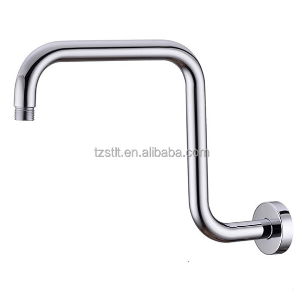 Shower Head Extension Arm with Flange High-Rise Curved S Shaped Design 1/2