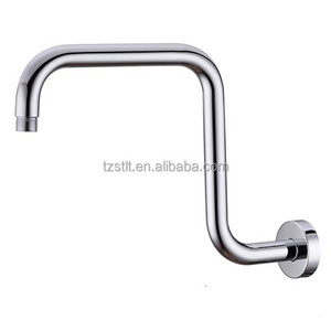 Shower Head Extension Arm with Flange High-Rise Curved S Shaped Design 1/2" Connection