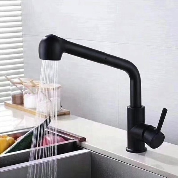 Matt Black Finished Solid Metal Brass Single Handle Modern Wash Basin Faucet