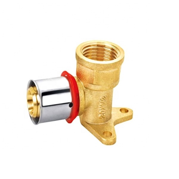 brass press fitting for multilayer pipe wall-plated female elbow PEX pipe