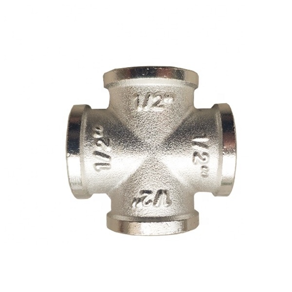 Russia market cross valve 4 way inner thread chrome plated tube fittings