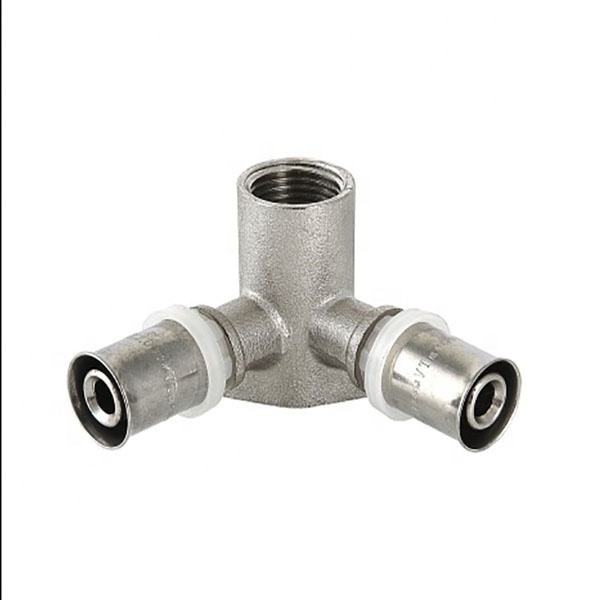 brass press fitting for multilayer pipe wall-plated female elbow PEX pipe