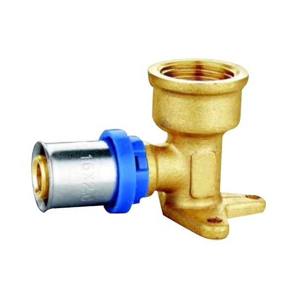 brass press fitting for multilayer pipe wall-plated female elbow PEX pipe