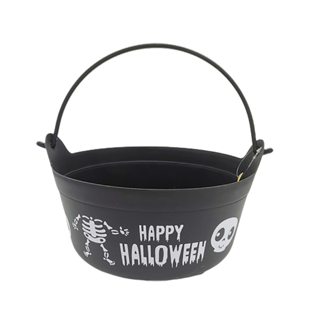 Sunup can customize Halloween Plastic Candy Bucket with Printed Witch Cauldron Candy Bucket for Kids