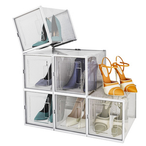 Best Selling Free Stackable Clear Front Door Transparent Plastic Shoe Storage High Heel Shoe Box