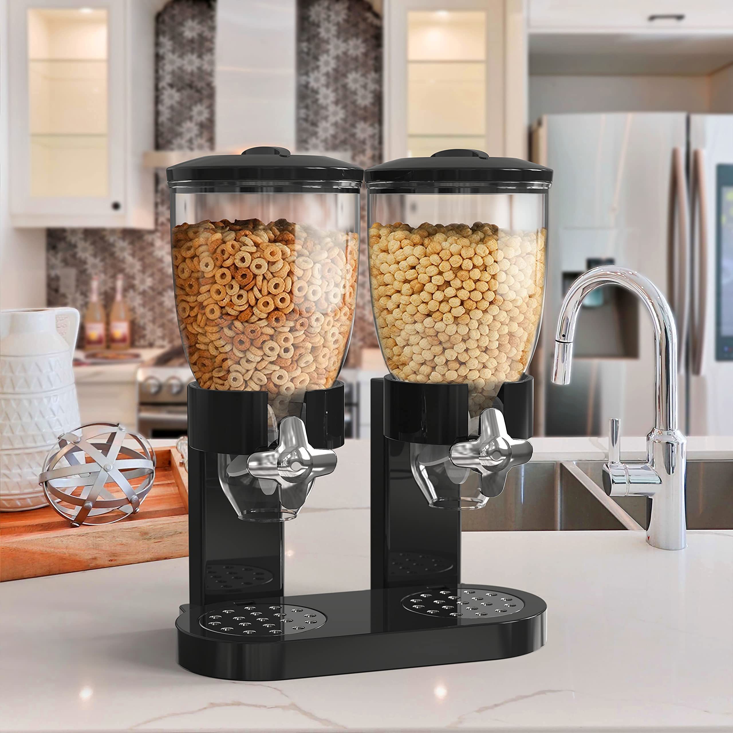 Hot Selling Double-ended Upright Plastic Food Jars 2L Double Cup Cereal Dispenser Dry Food Oatmeal Storage Dispenser