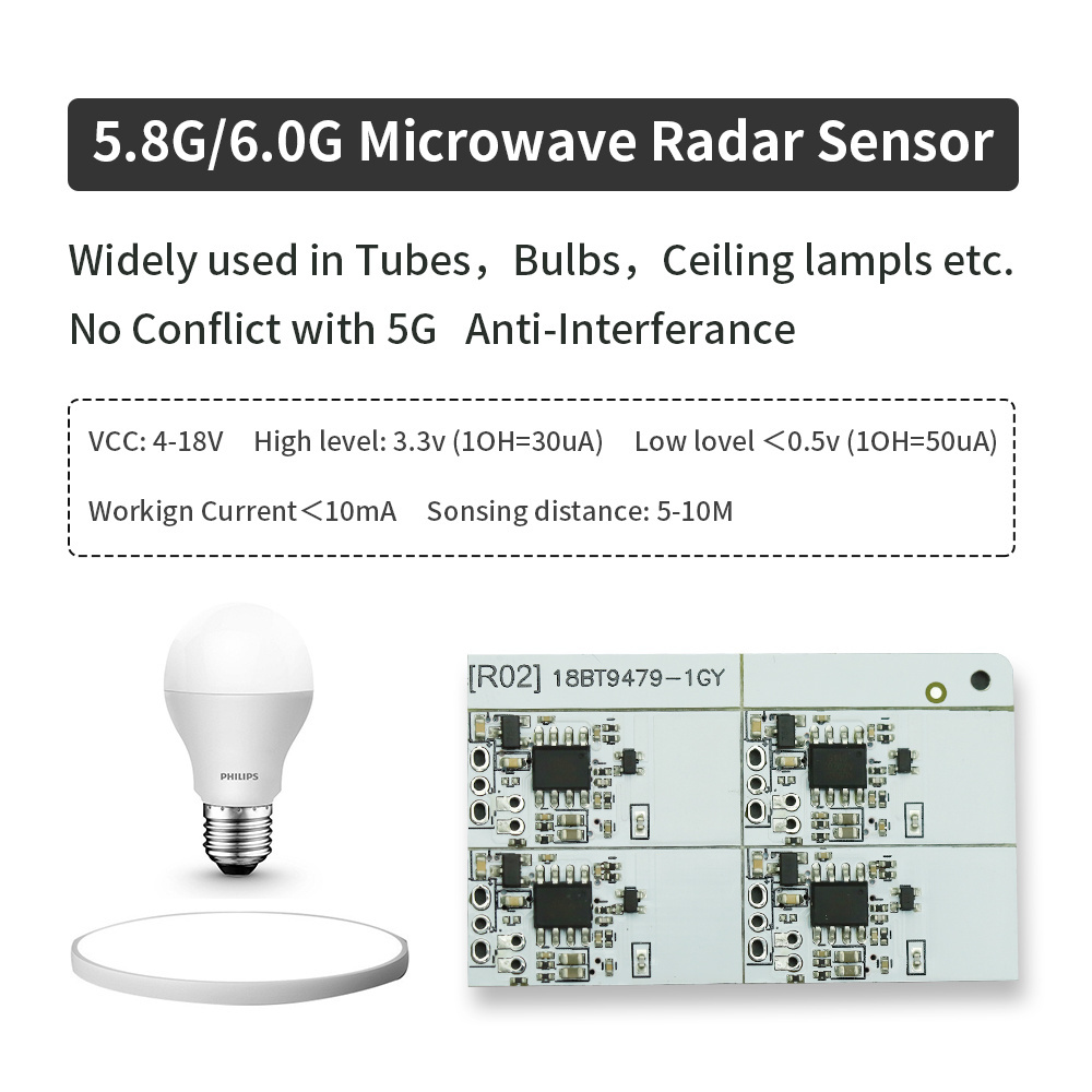 3.9G 5.8G 10.525G HZ Radar sensor module 7m distance  motion sensor  replacement PIR sensor  Can change delay time