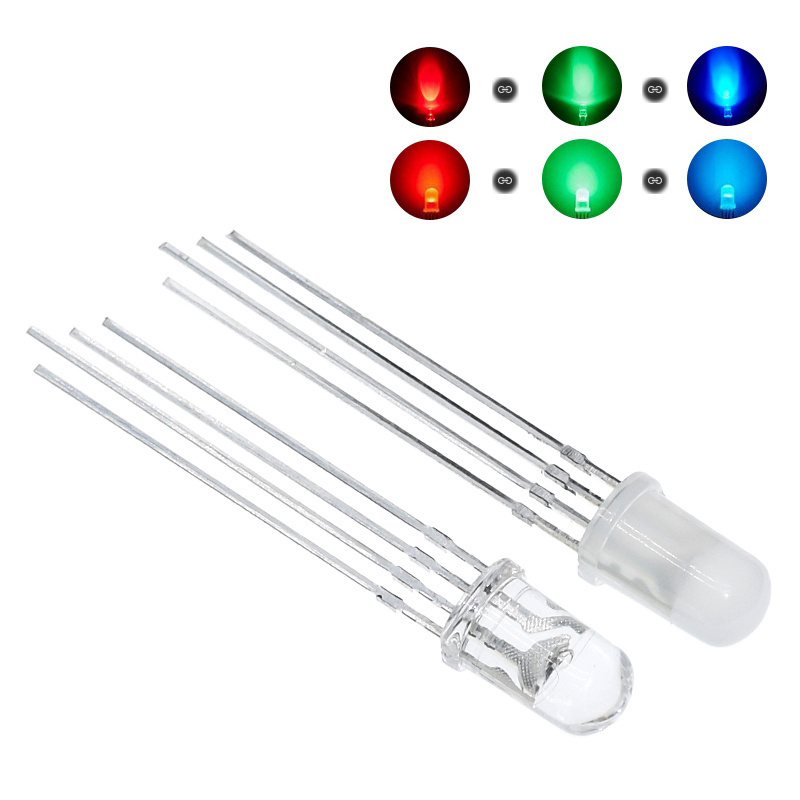 TZT 1000pcs 5mm RGB LED Common Cathode / Common Anode Tri-Color Emitting Diodes f5 RGB Diffused / Transparent Highlight