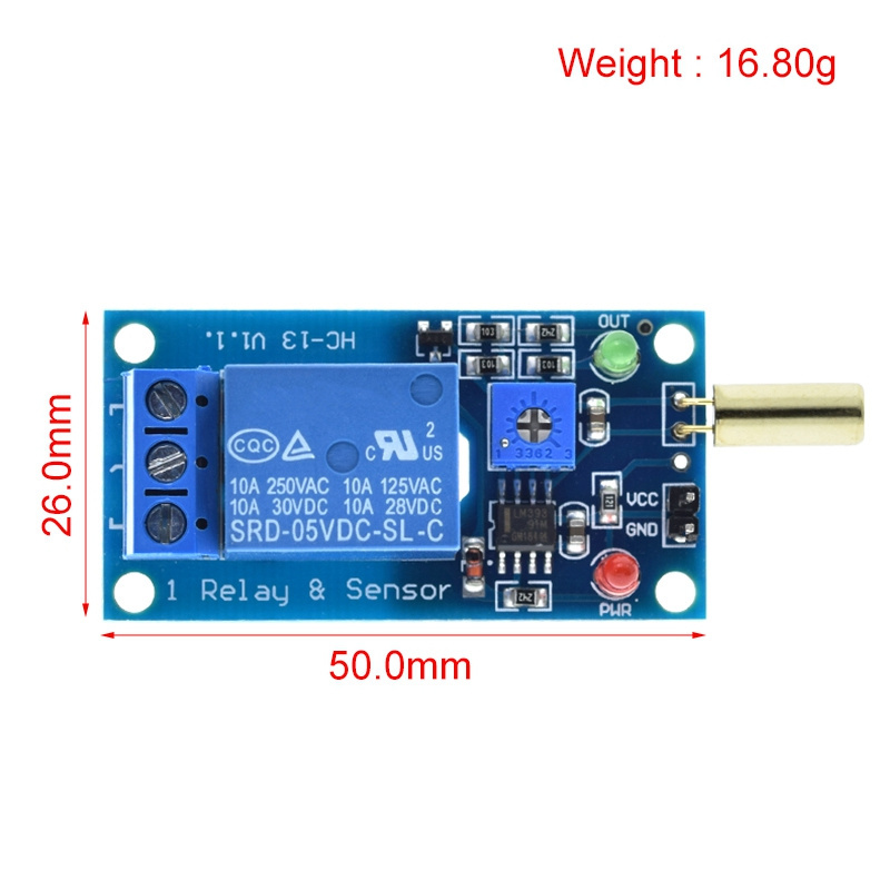 TZT 5V 12V 1 Channel Output Tilt Slant Angle Sensor Relay Module Golden SW520D ball switch tilt sensor module For arduino