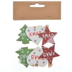 Wooden Craft Card Photo Memo Picture Holder Decorative Star Tree Heart Shape Christmas Clips