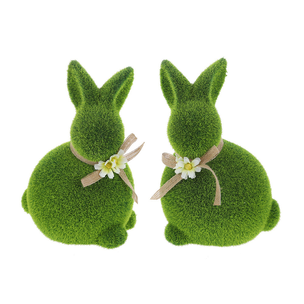 Custom Logo Home Office Decor Handmade Turf Artificial Grass Easter Bunny Moss Rabbit