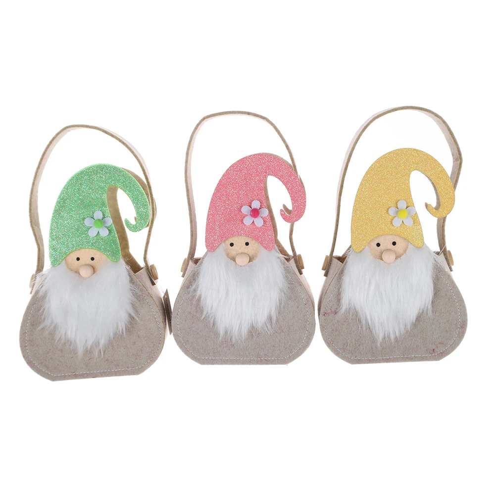 Wholesale Spring Easter Gnome Gifts Bags Kids Candy Bags Easter Felt Gnome Basket