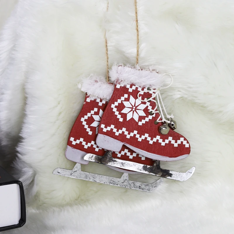 Holiday Wall Tree Decorations Hot sale Nordic Design Christmas Ice Skates Metal Hanging Ornaments