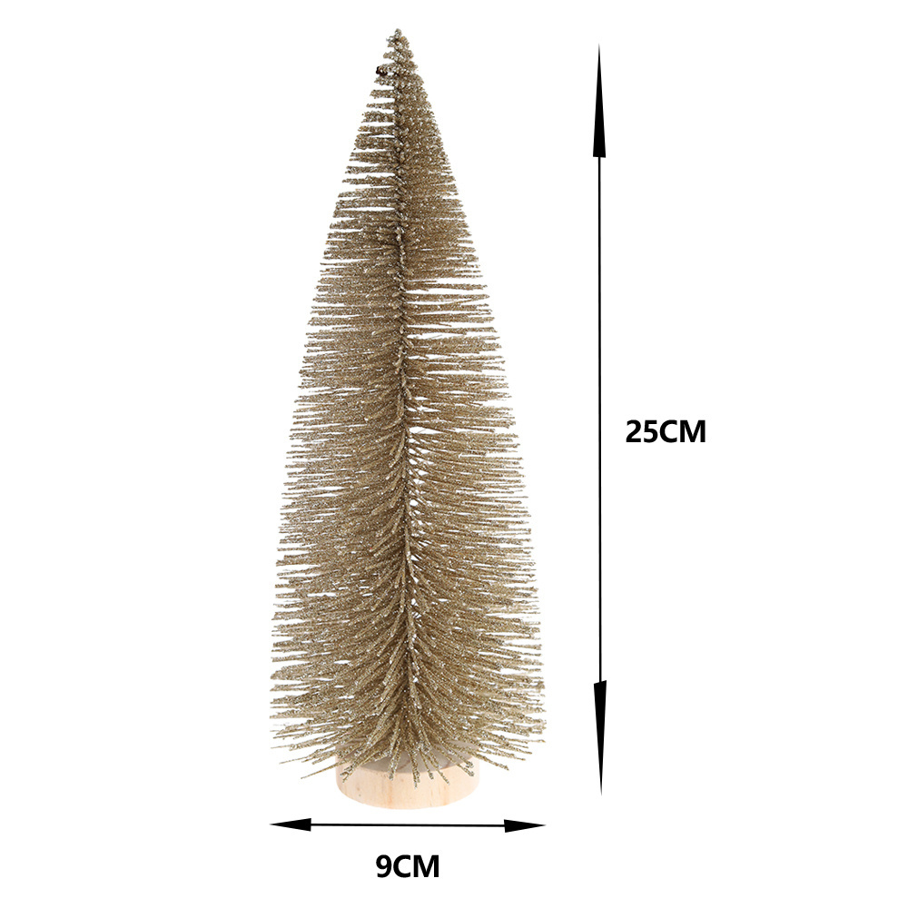 High Quality Custom Low Moq Plastic Wooden Bottle Brush Tree Winter Snow Ornaments Tabletop Trees