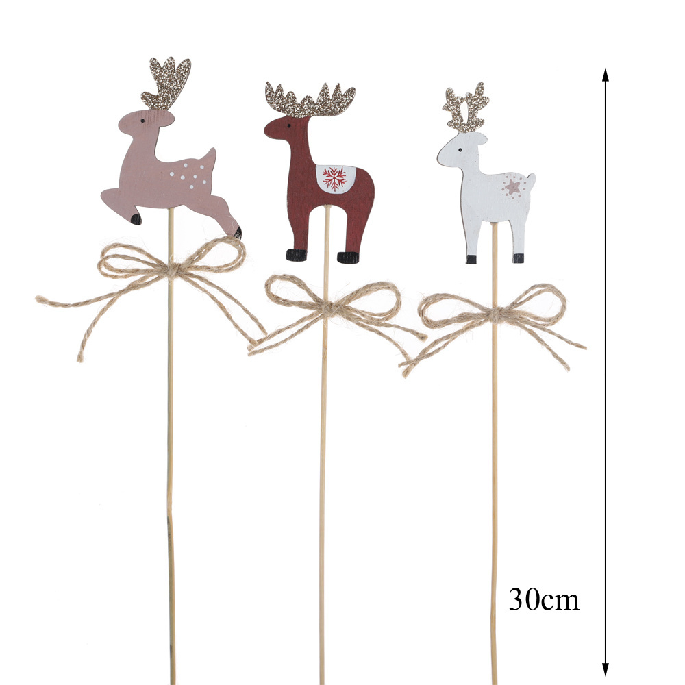 Christmas Indoor Outdoor Garden Pot Picks Assorted Handmade Santa Claus Reindeer Snowman Picks