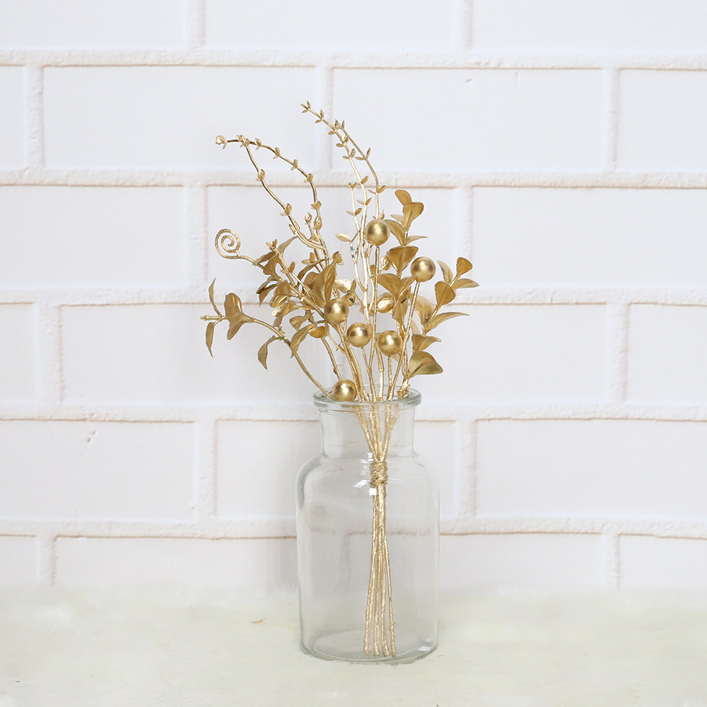 Wholesale 2021 Customizable Design Artificial Gold Floral Pick Branch For Xmas Christmas Party Home Decors