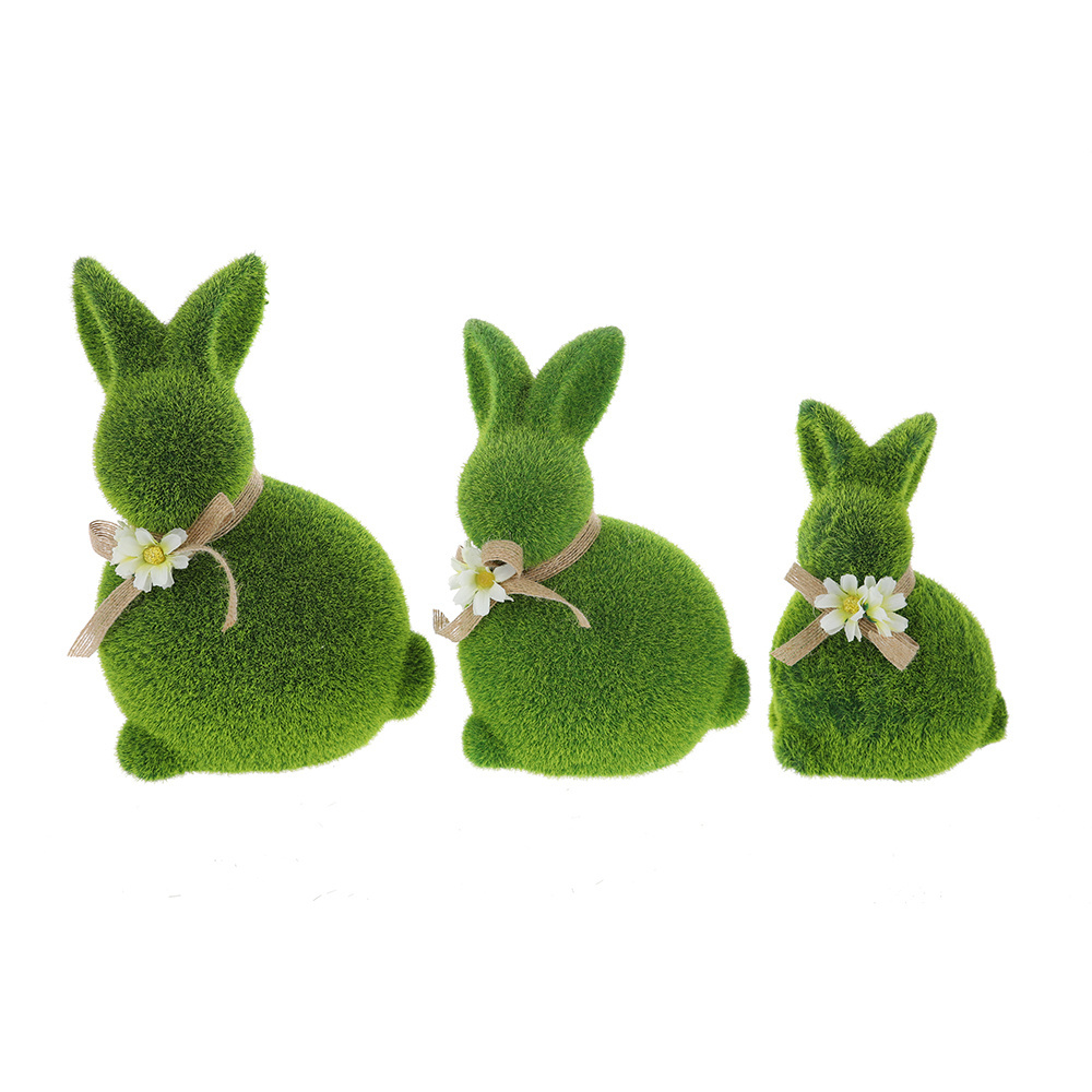 Custom Logo Home Office Decor Handmade Turf Artificial Grass Easter Bunny Moss Rabbit