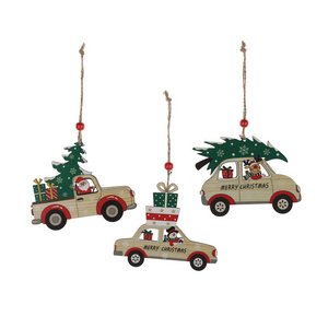 Wooden Christmas Hanging Colorful Painting Car Shape Ornaments Christmas Tree Home Decoration