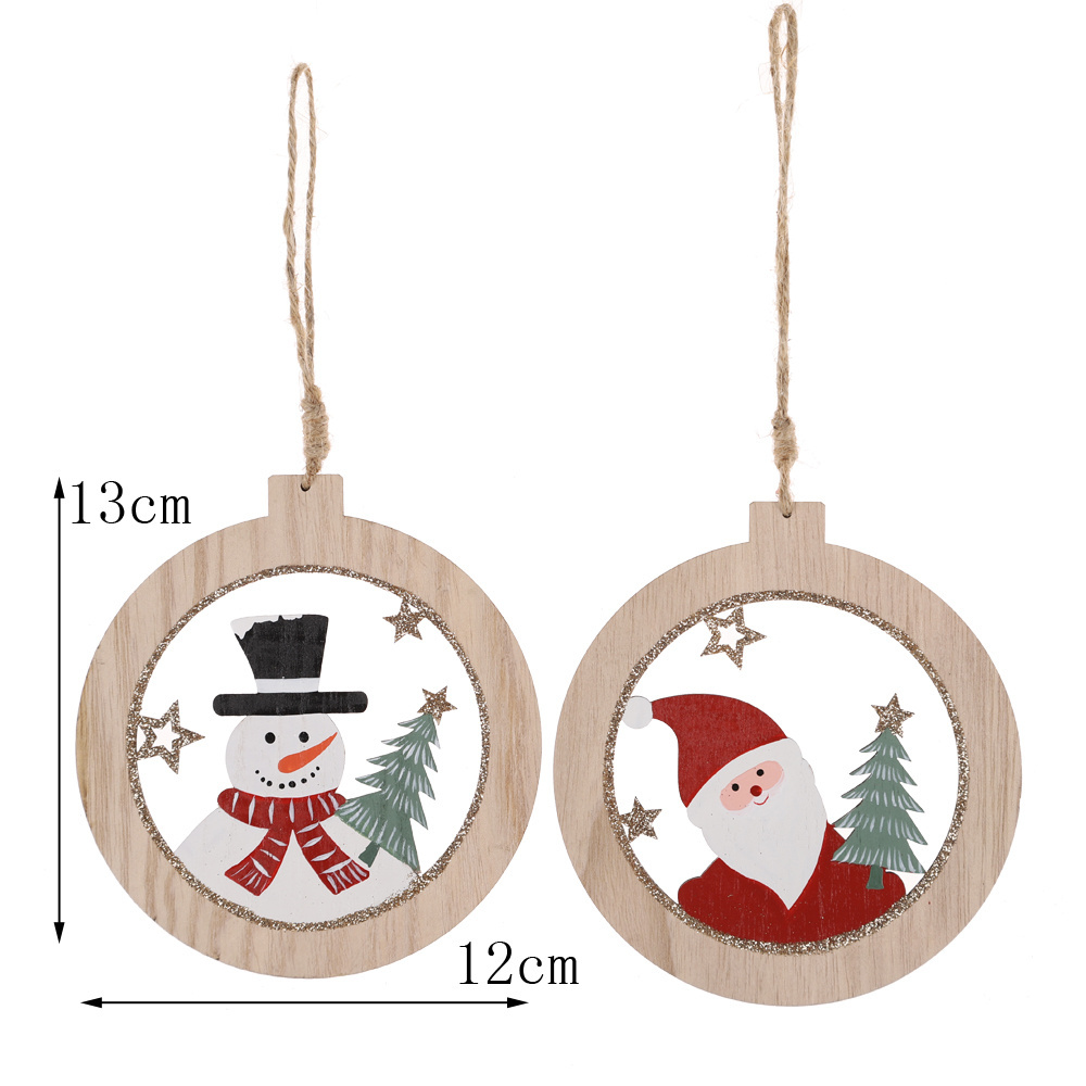 Wholesale Wood Slices Santa Claus Reindeer Snowman Pendant Christmas Tree Hanging Decorations